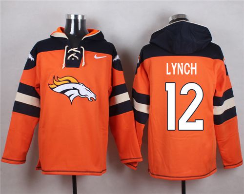 Nike Broncos #12 Paxton Lynch Orange Player Pullover Hoodie - Click Image to Close